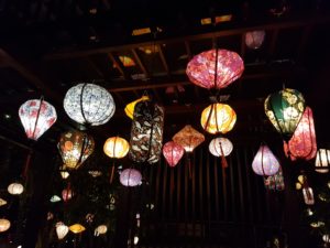 Authentic Vietnamese lanterns at night.